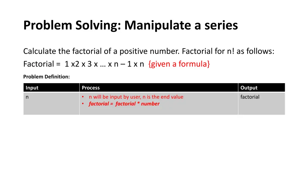 problem solving manipulate a series 8