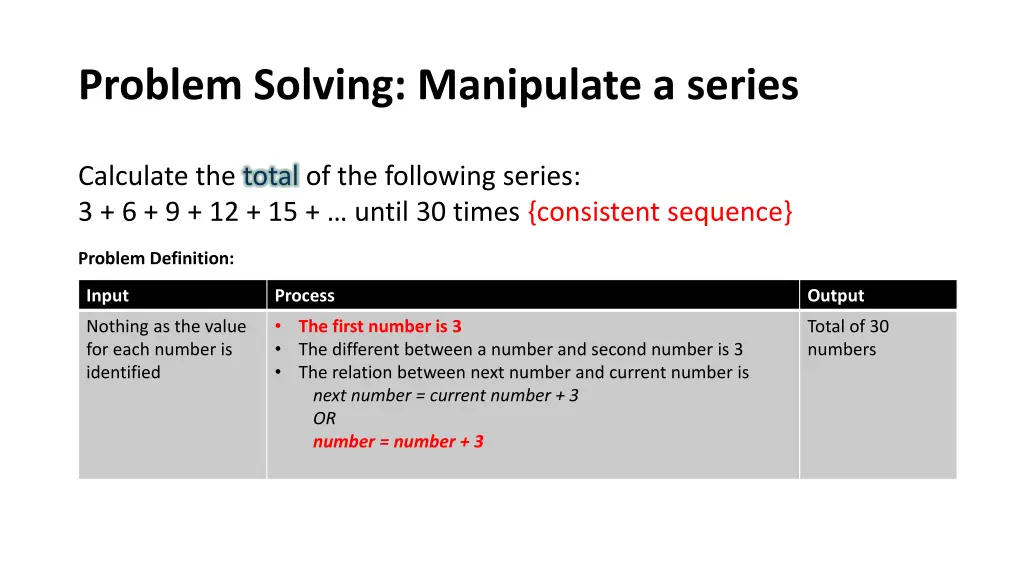 problem solving manipulate a series
