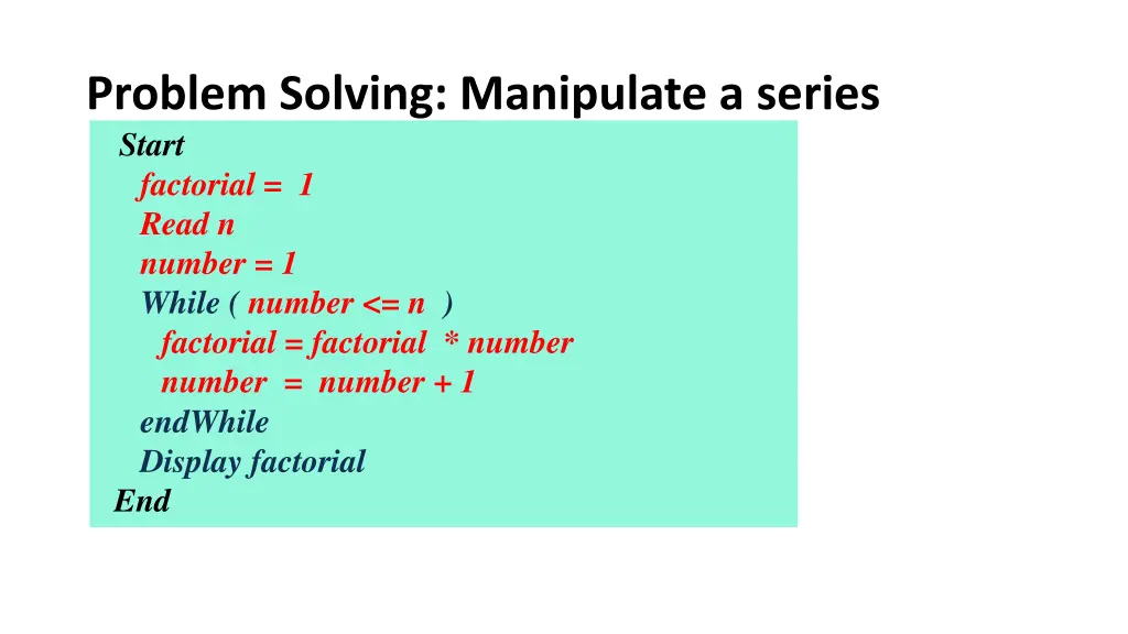 problem solving manipulate a series start 1