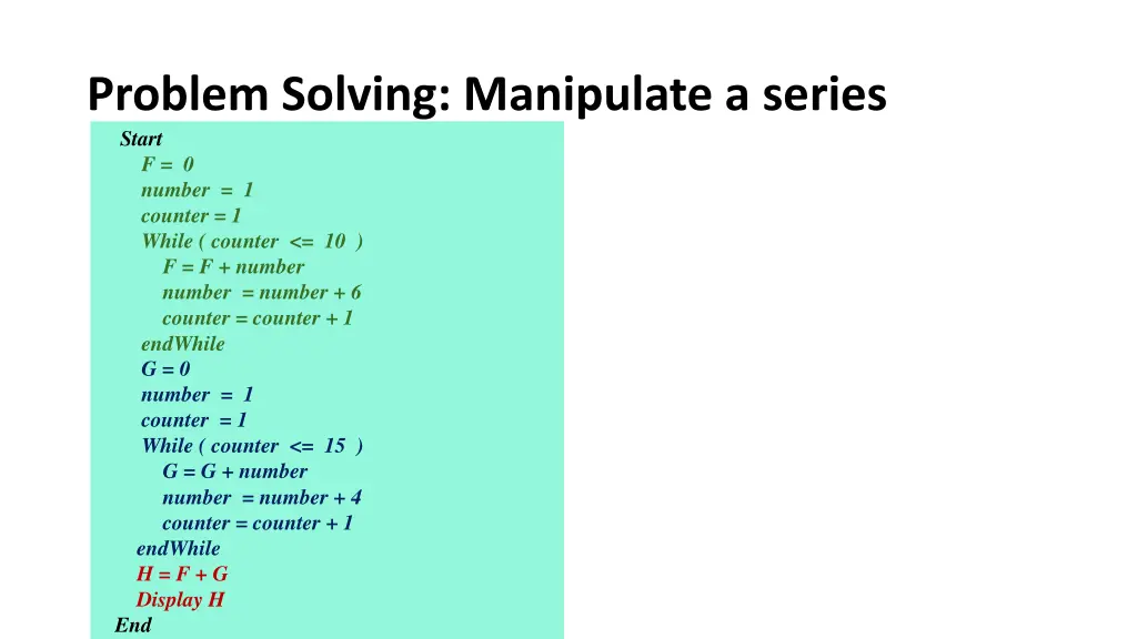 problem solving manipulate a series start