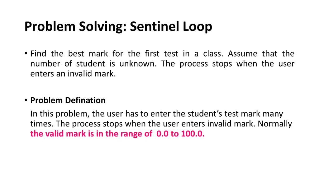 problem solving sentinel loop