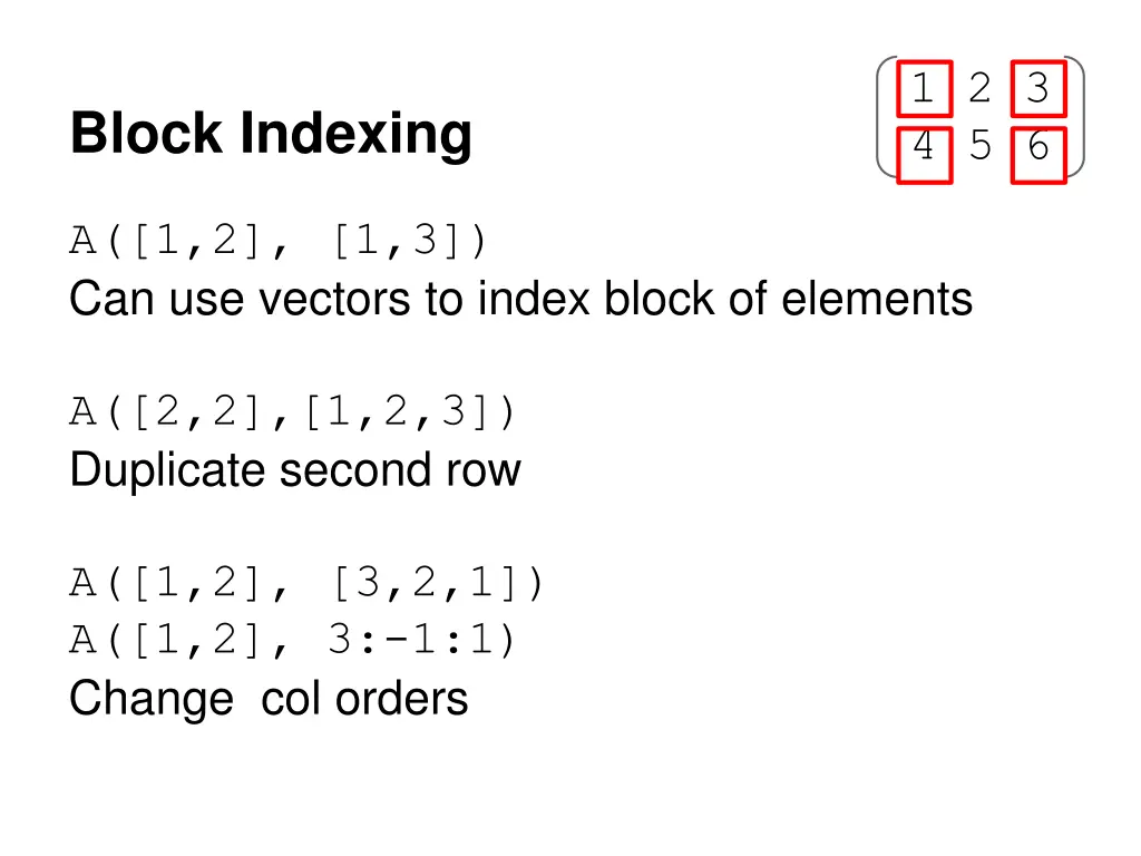 block indexing