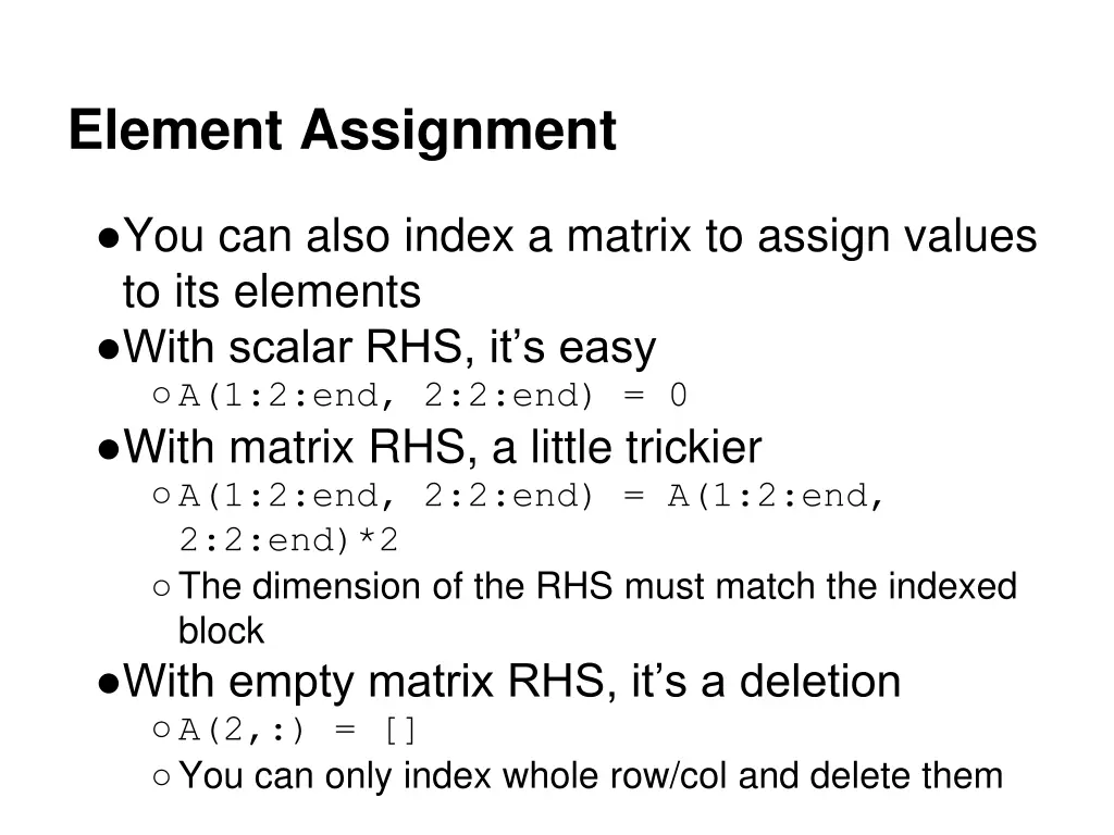 element assignment