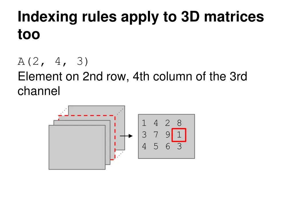 indexing rules apply to 3d matrices too