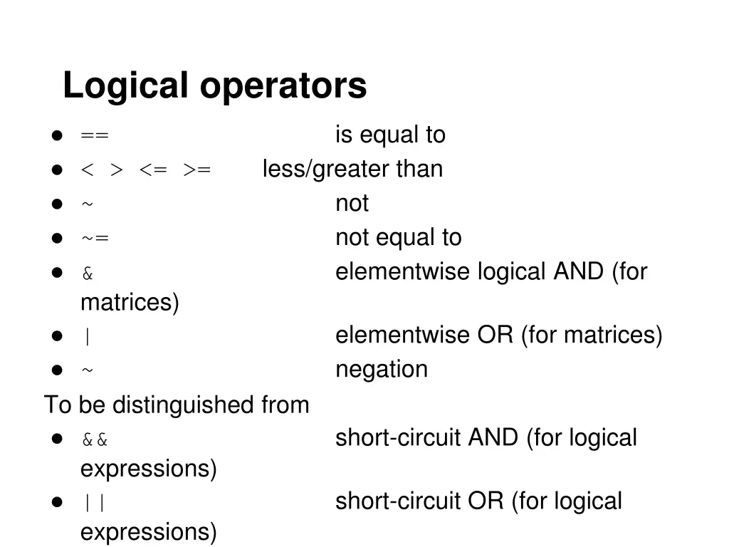 matrices to be distinguished from expressions