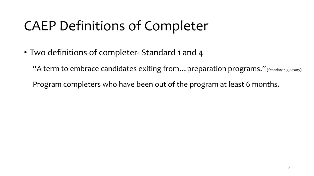 caep definitions of completer