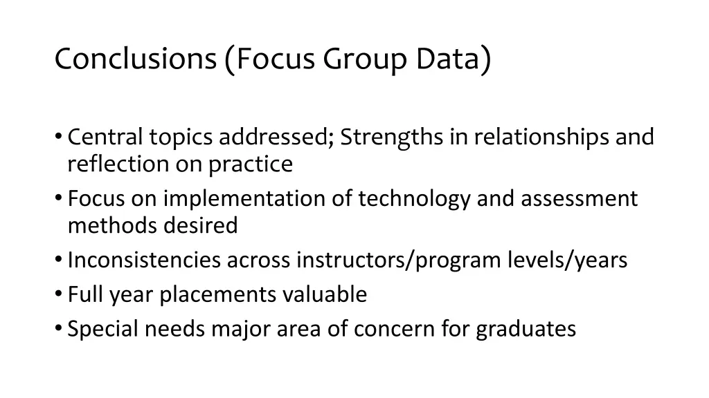 conclusions focus group data