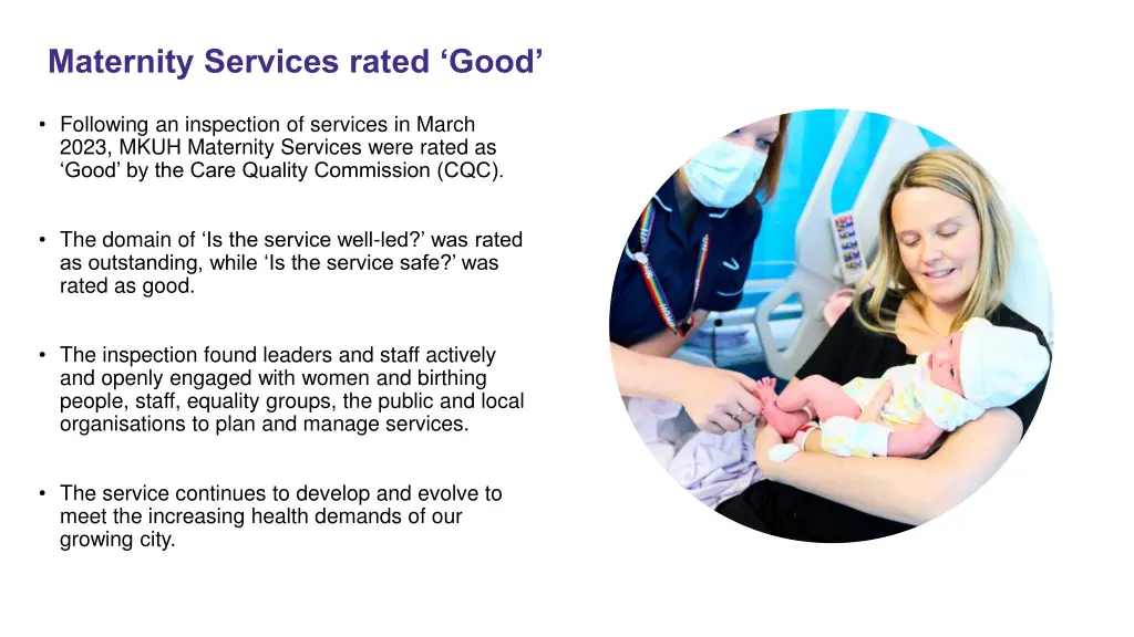 maternity services rated good