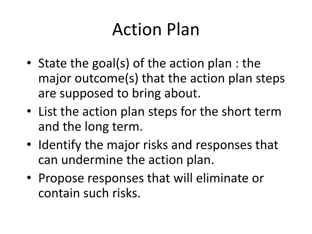 action plan