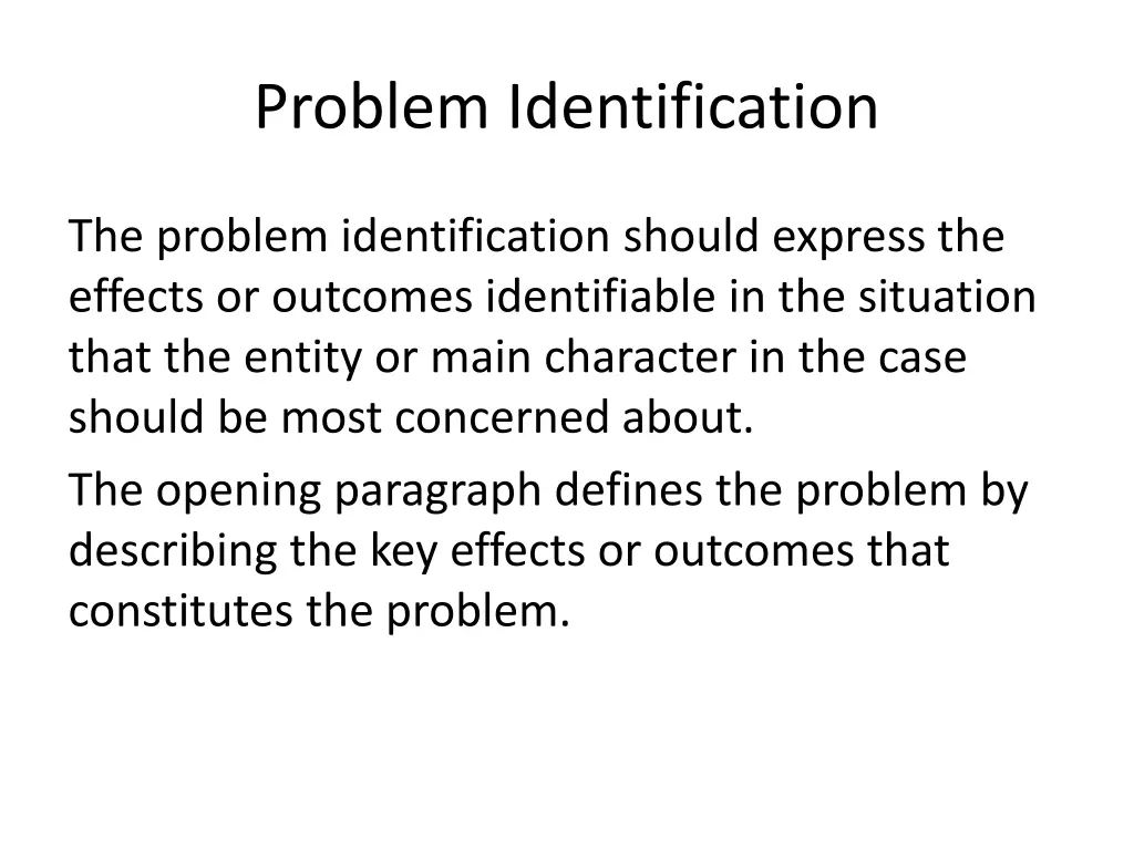 problem identification