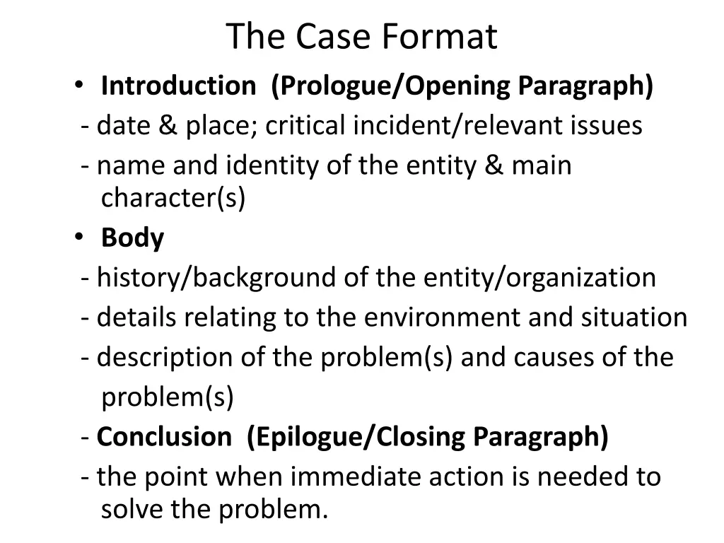 the case format
