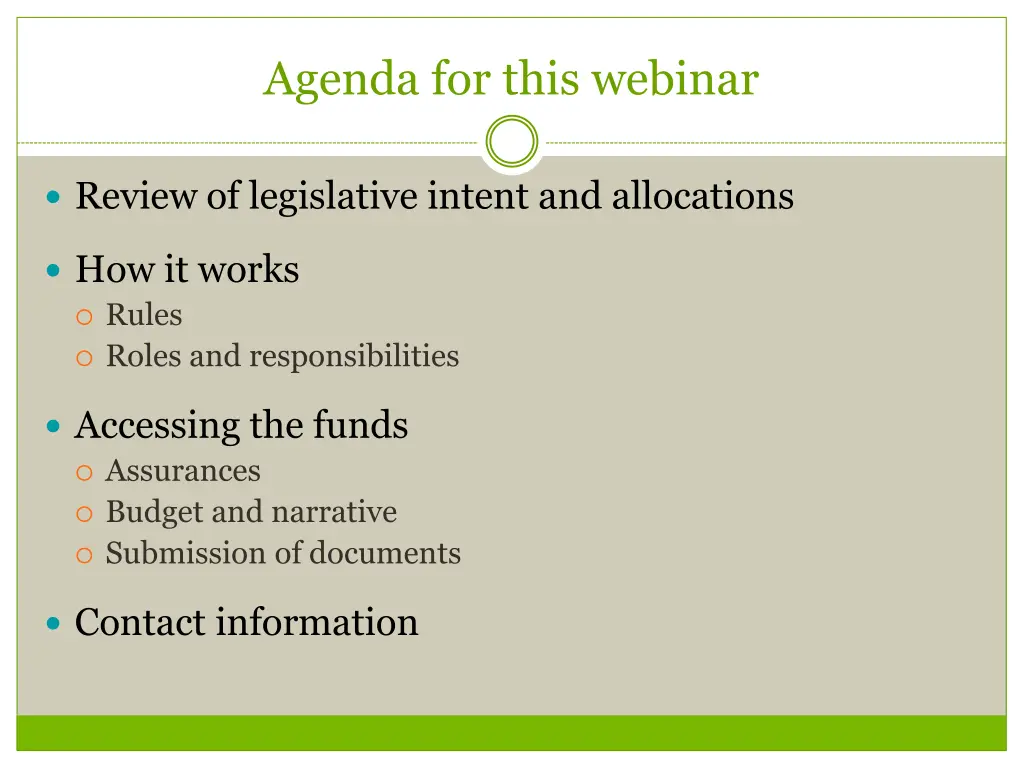 agenda for this webinar