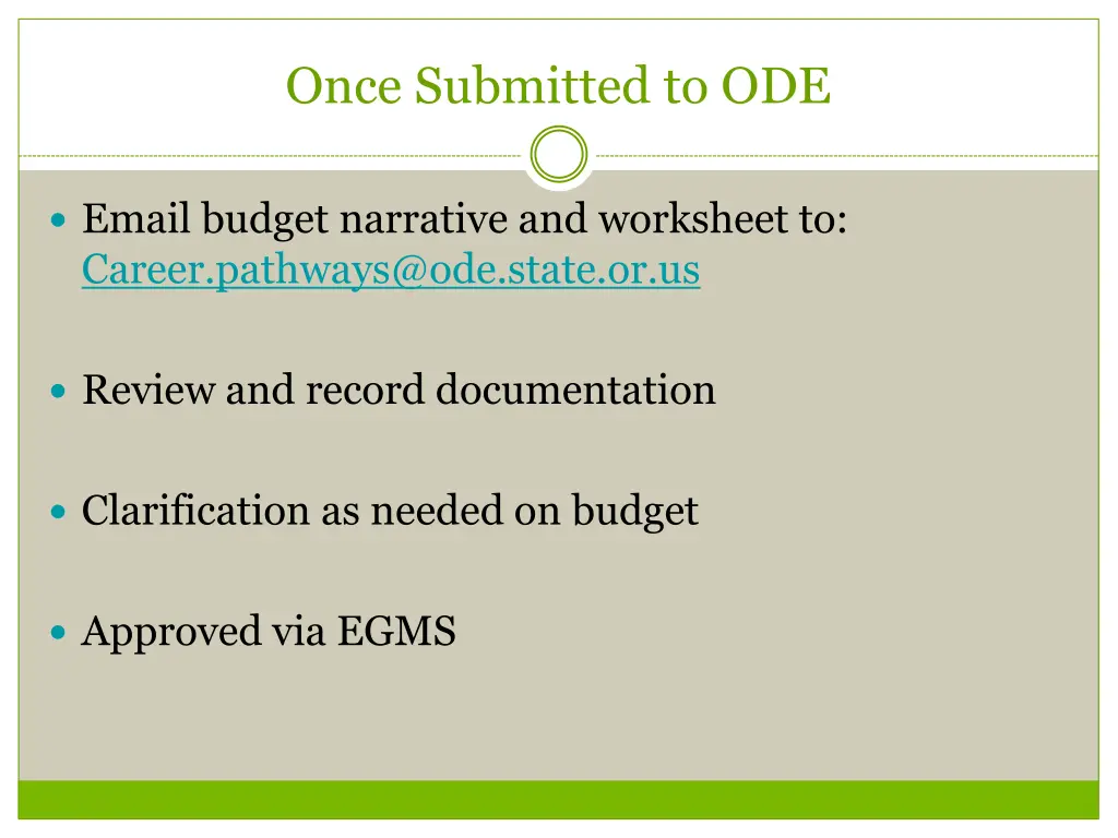 once submitted to ode