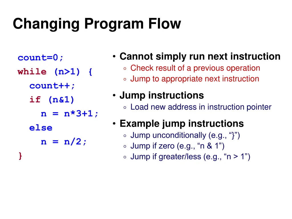 changing program flow