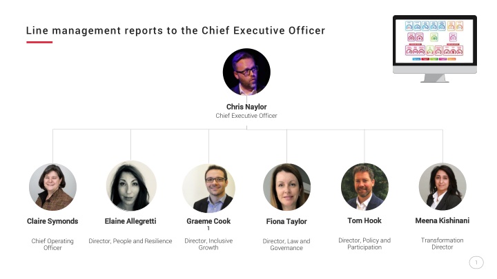 line management reports to the chief executive