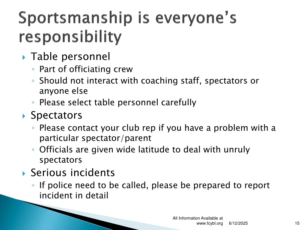 table personnel part of officiating crew should