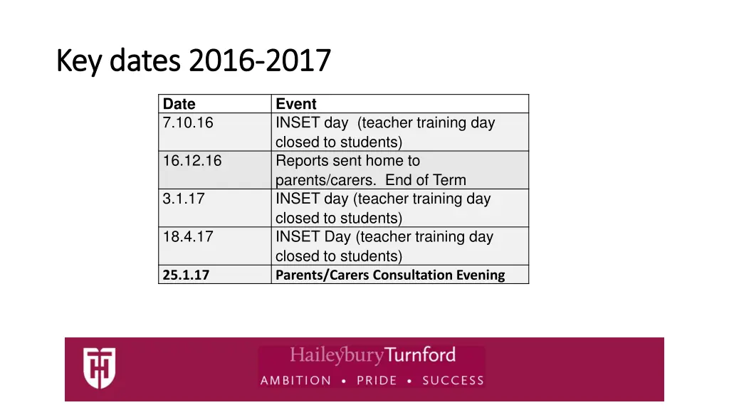 key dates 2016 key dates 2016 2017