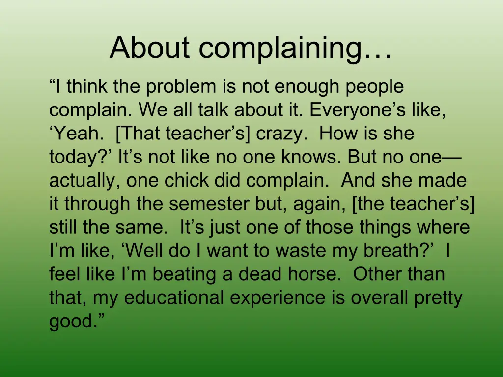about complaining