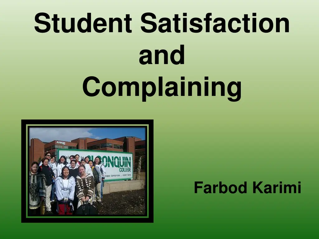 student satisfaction and complaining