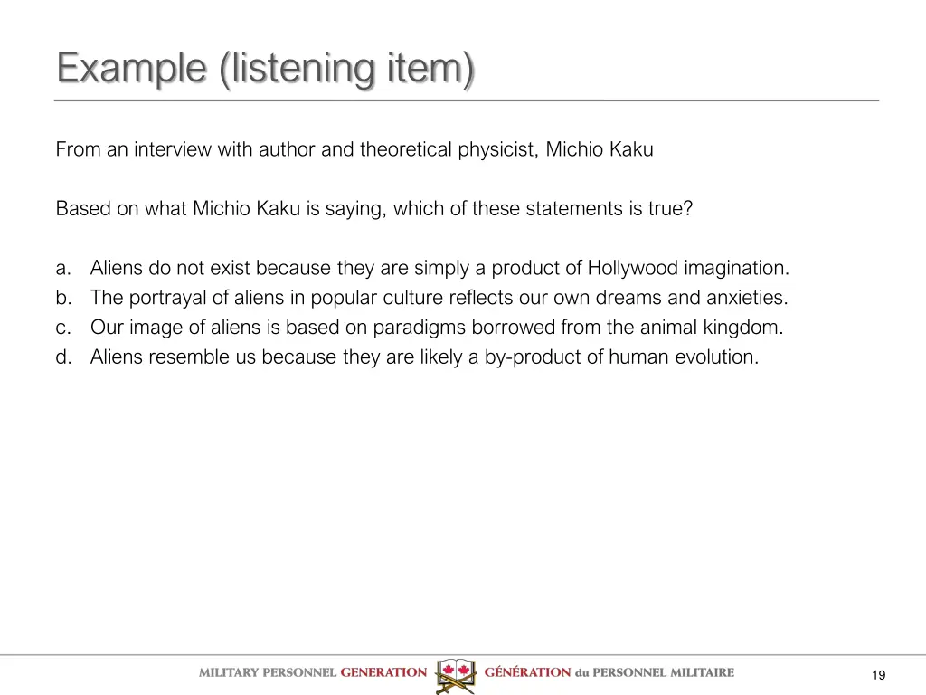 example listening item