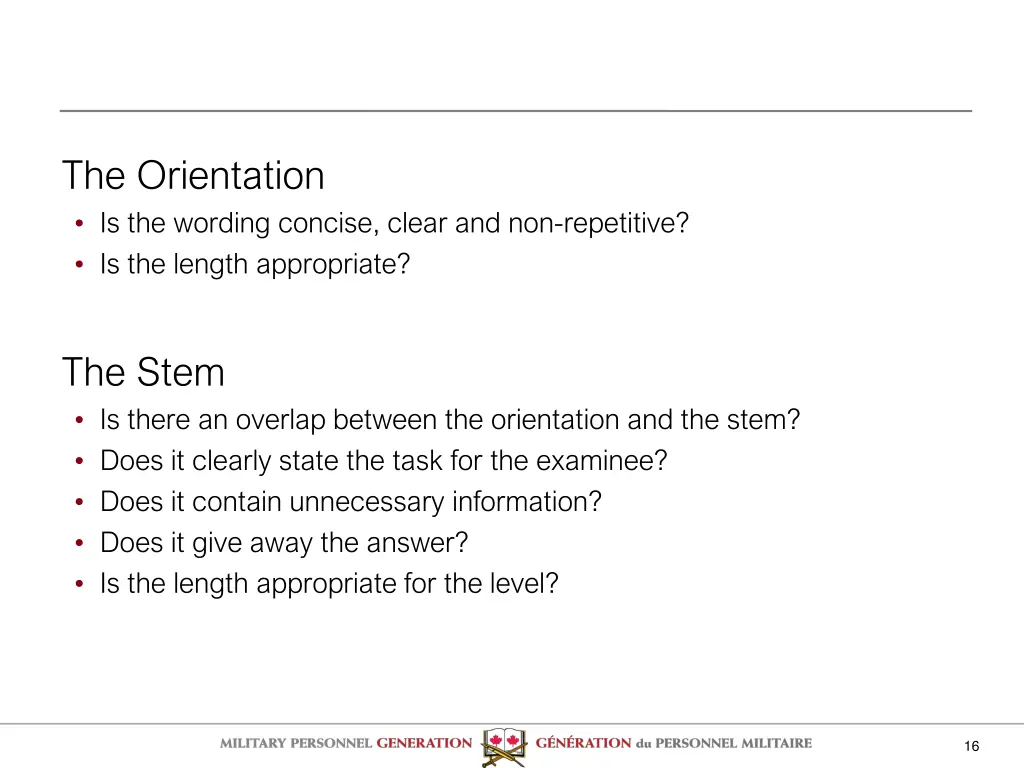 the orientation is the wording concise clear