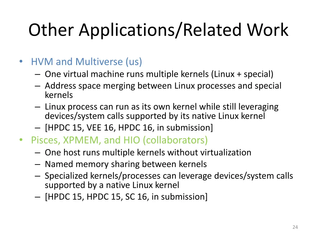other applications related work