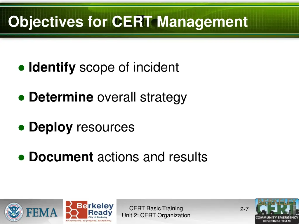 objectives for cert management