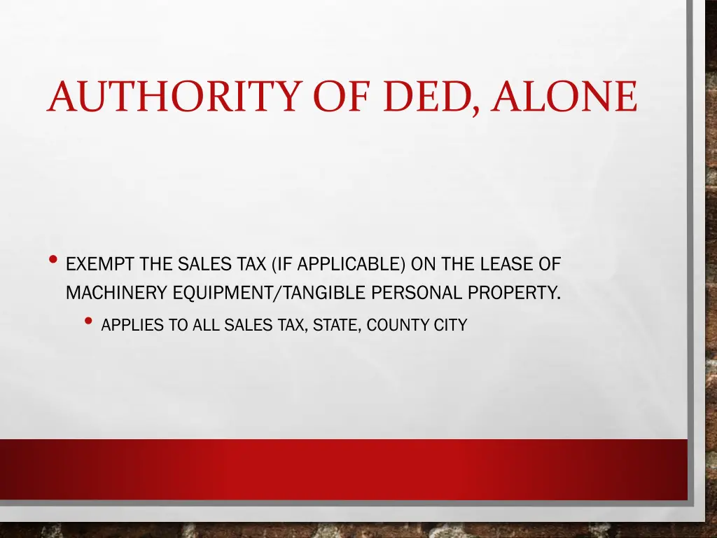 authority of ded alone