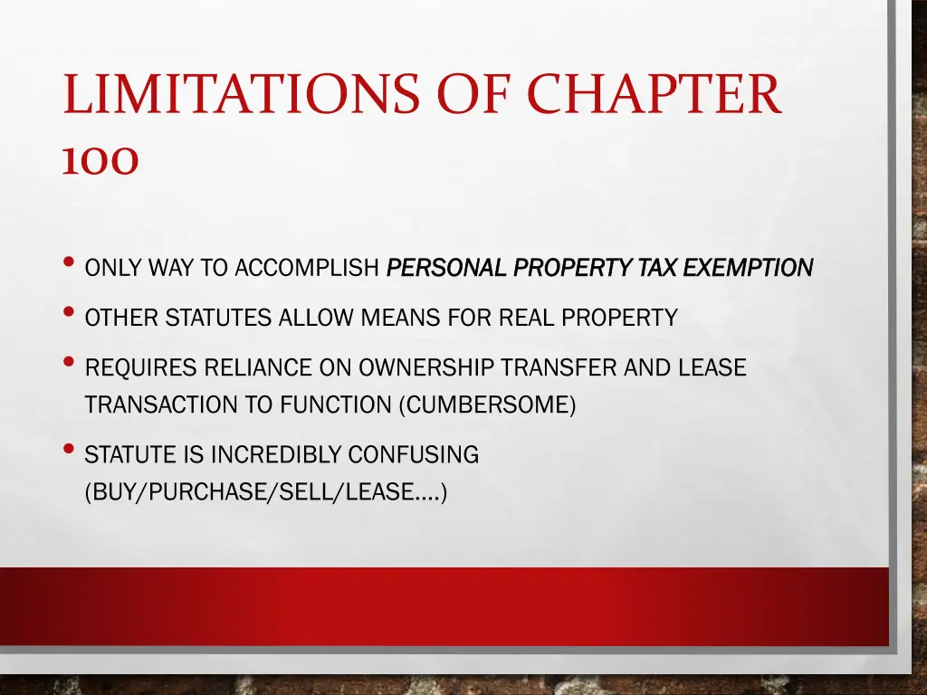 limitations of chapter 100