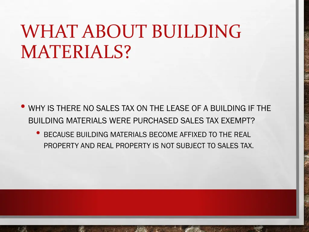 what about building materials