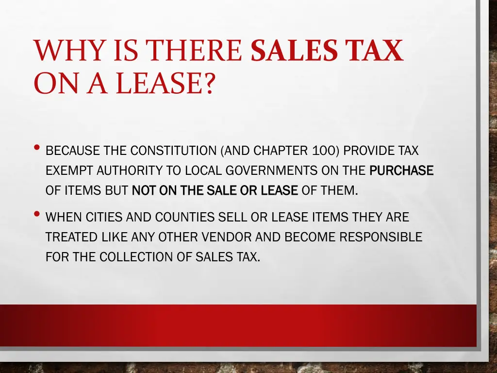 why is there sales tax on a lease