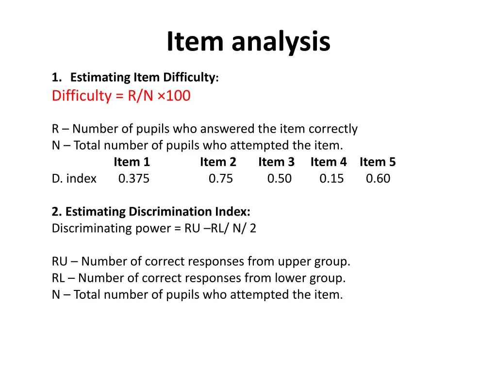 item analysis