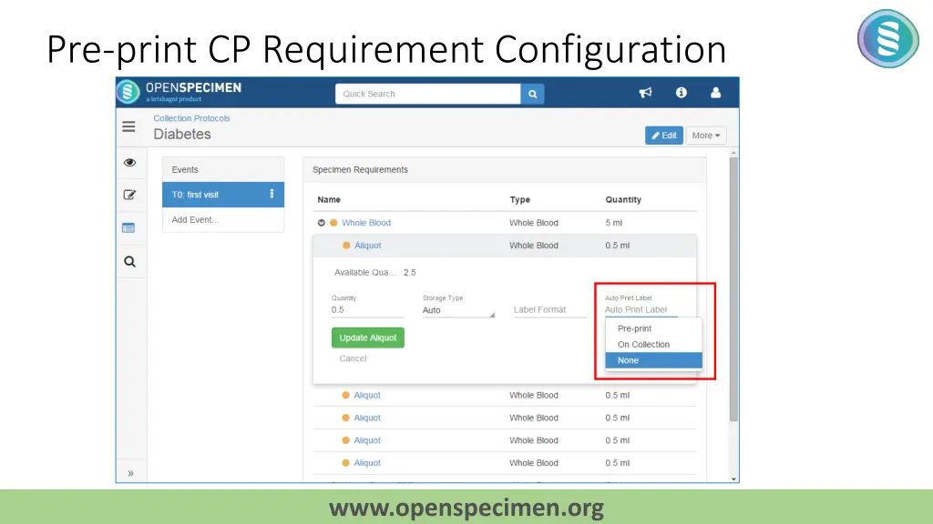 pre print cp requirement configuration
