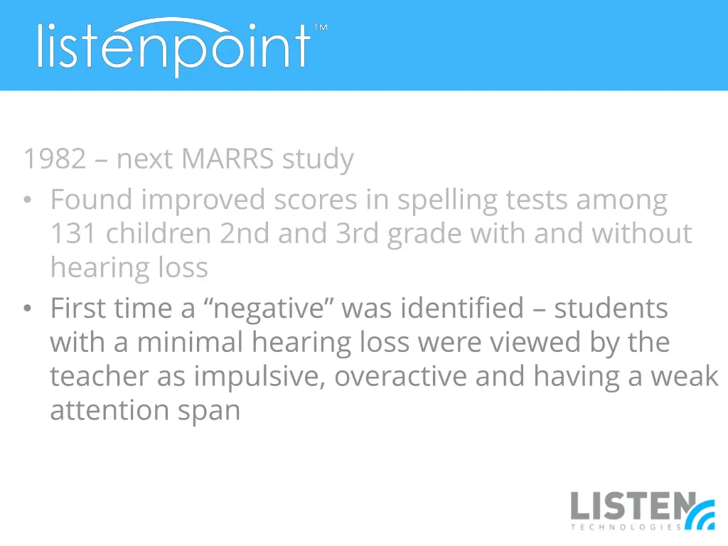 1982 next marrs study found improved scores 1