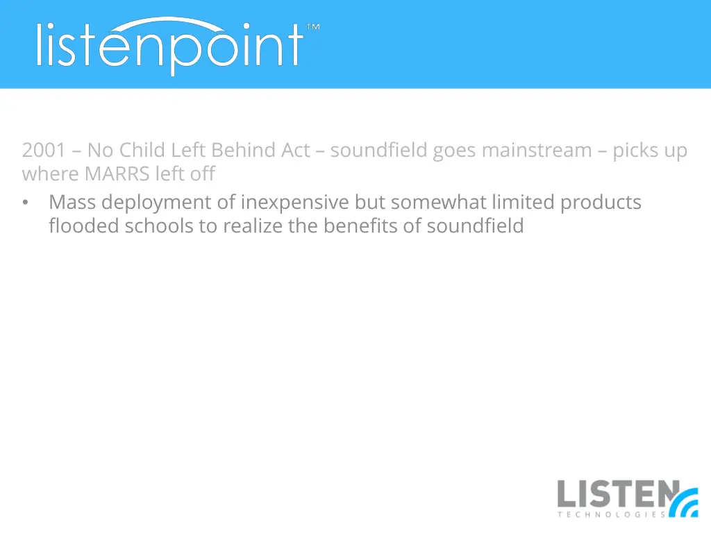 2001 no child left behind act soundfield goes 1