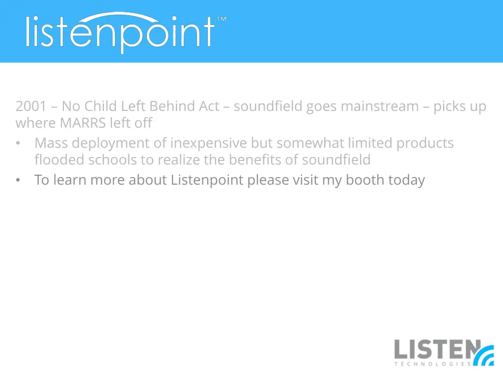 2001 no child left behind act soundfield goes 2