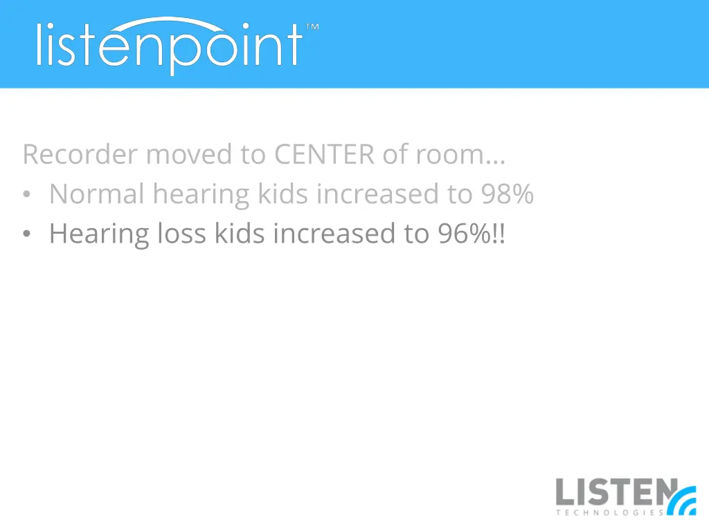 recorder moved to center of room normal hearing 1