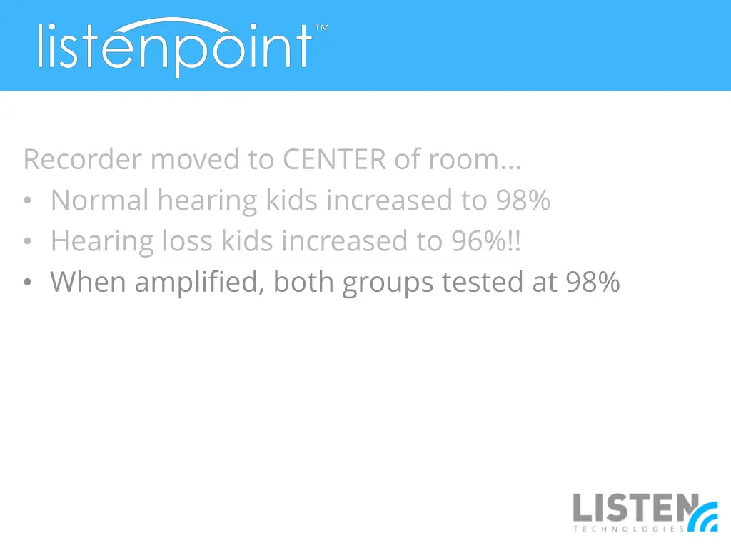 recorder moved to center of room normal hearing 2