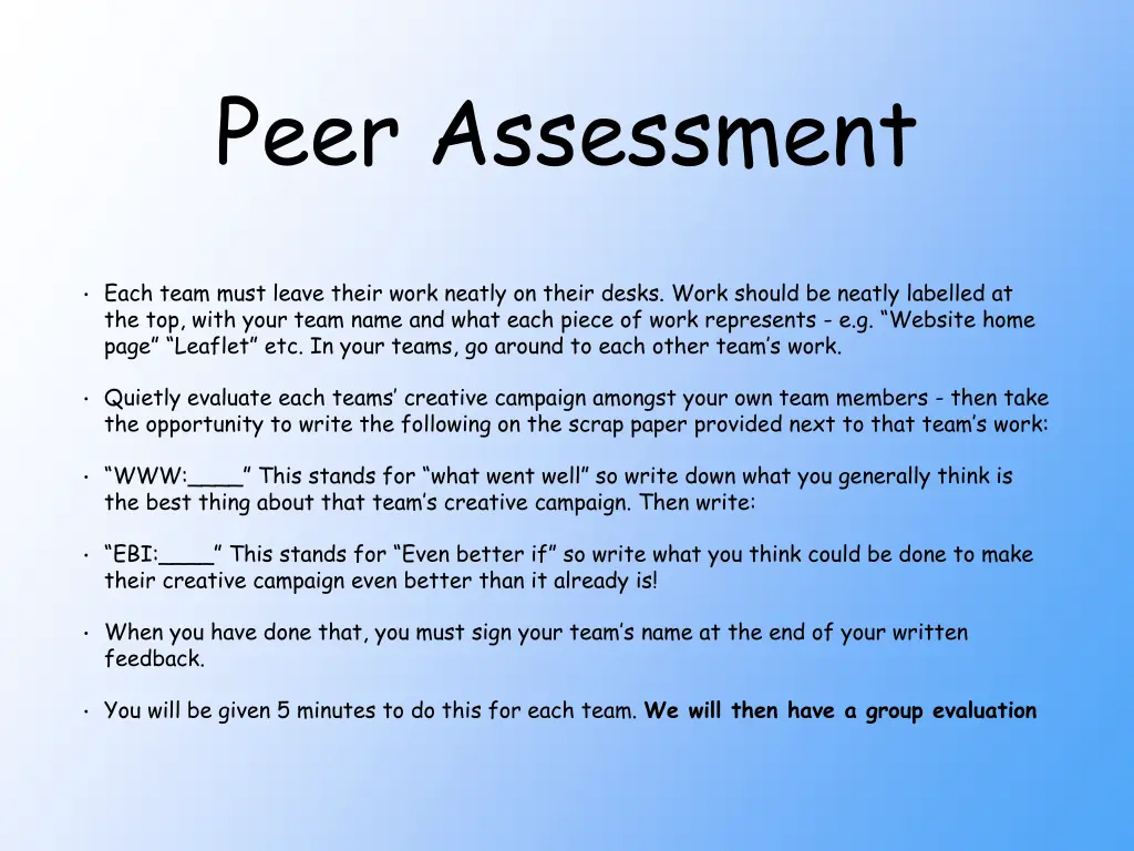 peer assessment