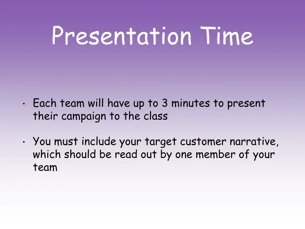 presentation time