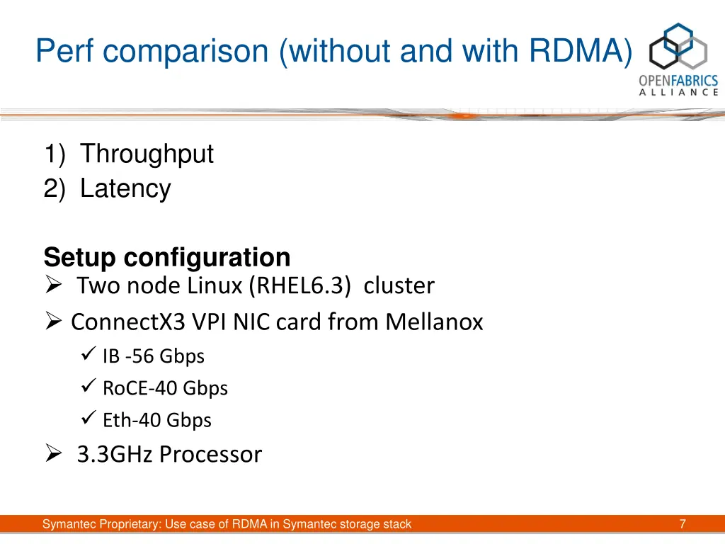 perf comparison without and with rdma