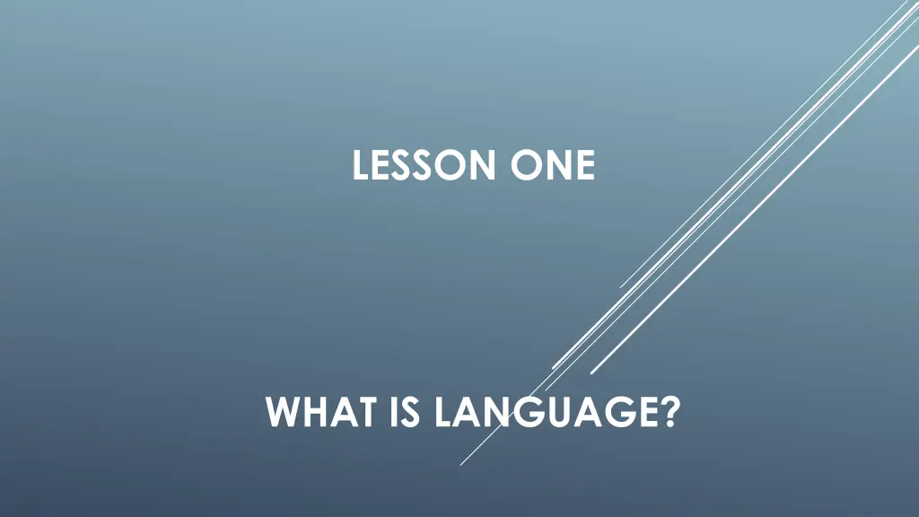 lesson one