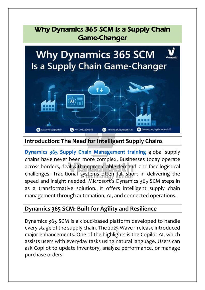 why dynamics 365 scm is a supply chain