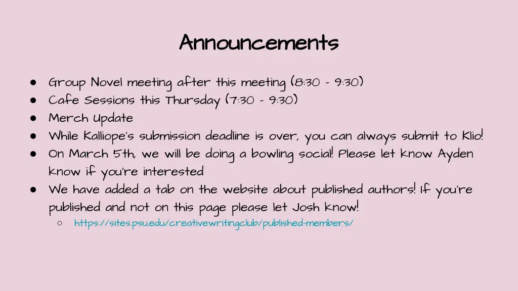 announcements announcements