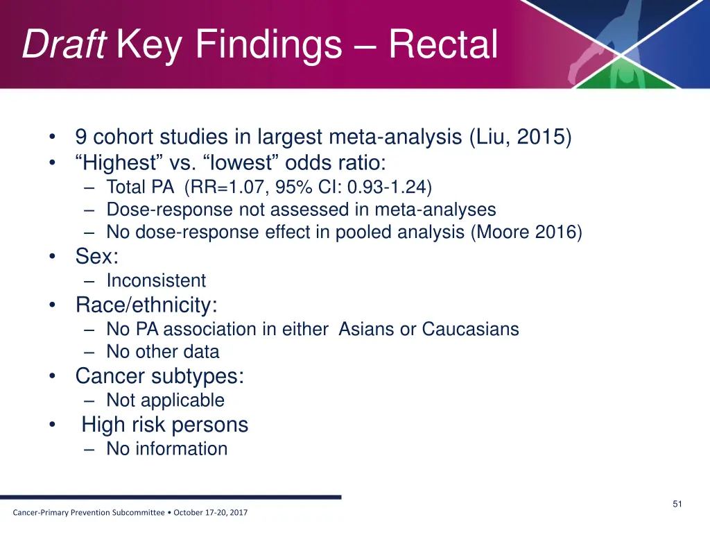draft key findings rectal