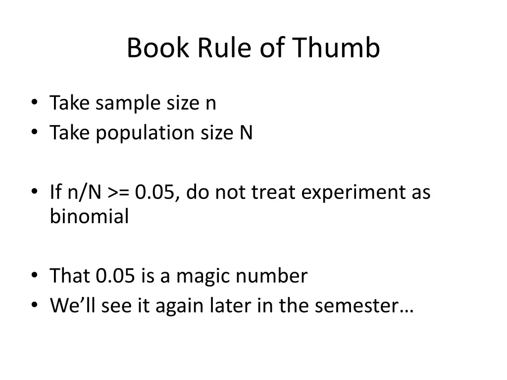 book rule of thumb