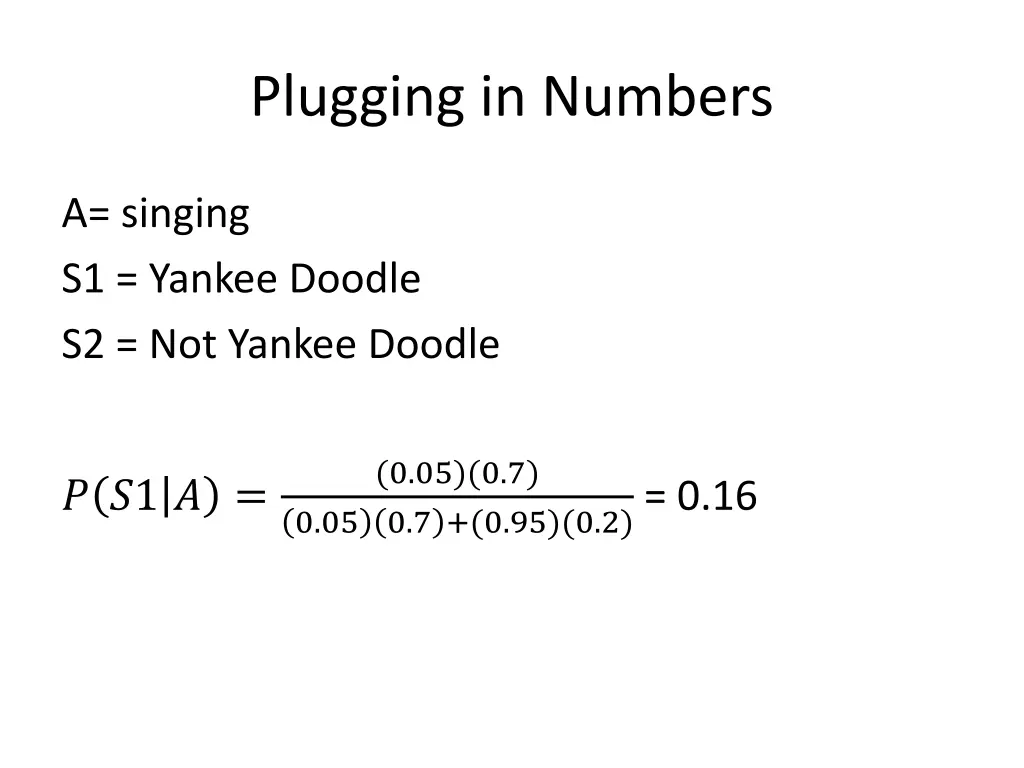 plugging in numbers 1