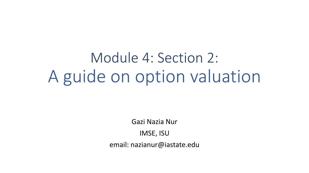 module 4 section 2 a guide on option valuation