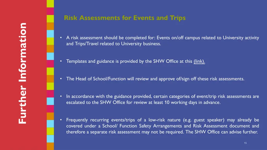 risk assessments for events and trips