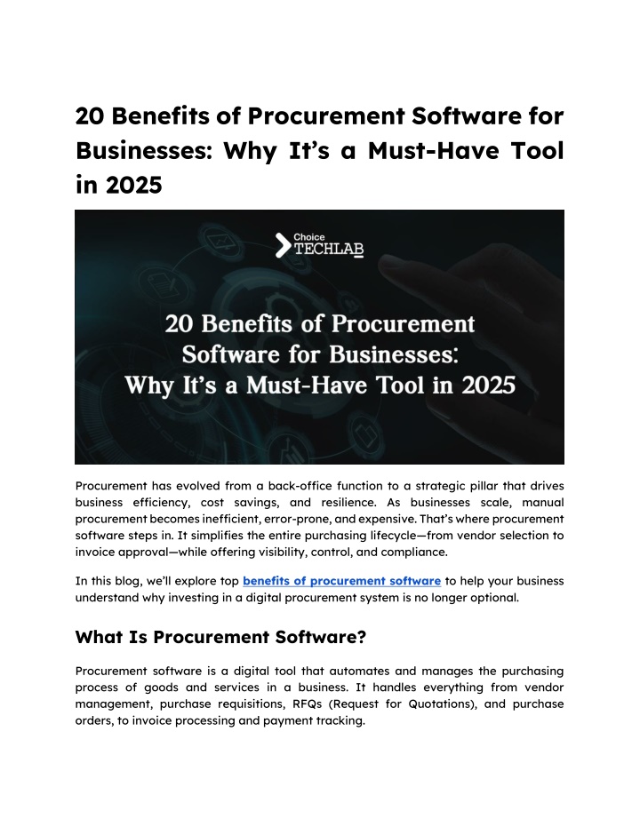 20 benefits of procurement software